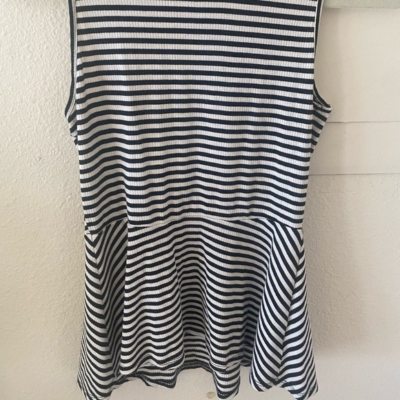 Striped Peplum High Neck Blouse - Picture 4 of 12